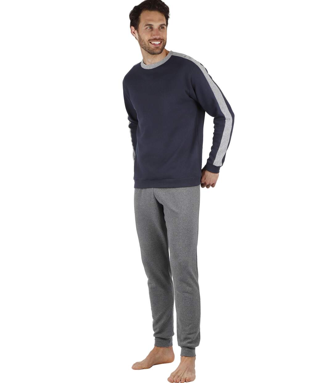 Pyjama tenue d'intérieur pantalon et haut manches longues Solid Admas-1