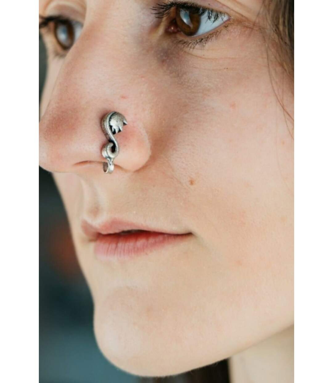 Lotus Floral Oxidized Silver Clip on Non Pierced Tribal Boho Nose Pin-1