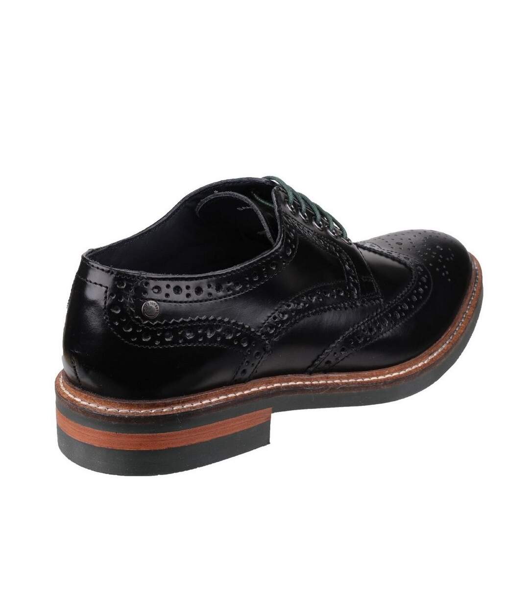Mens woburn hi shine leather brogue shoe black Base London-2