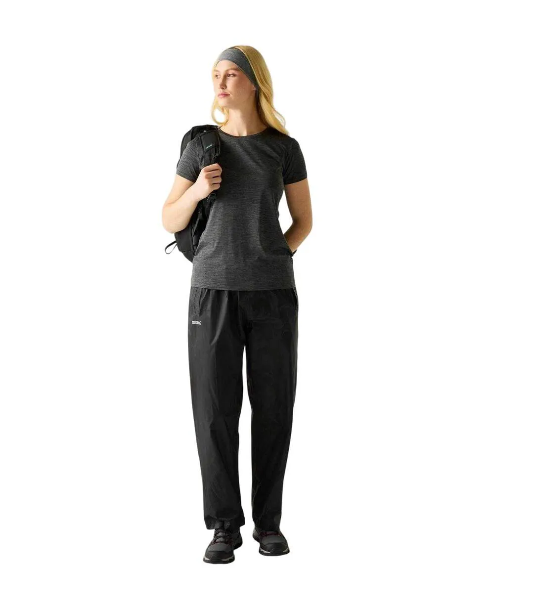 Womens/ladies Waterproof Straight Leg Over Trousers Black Regatta-1