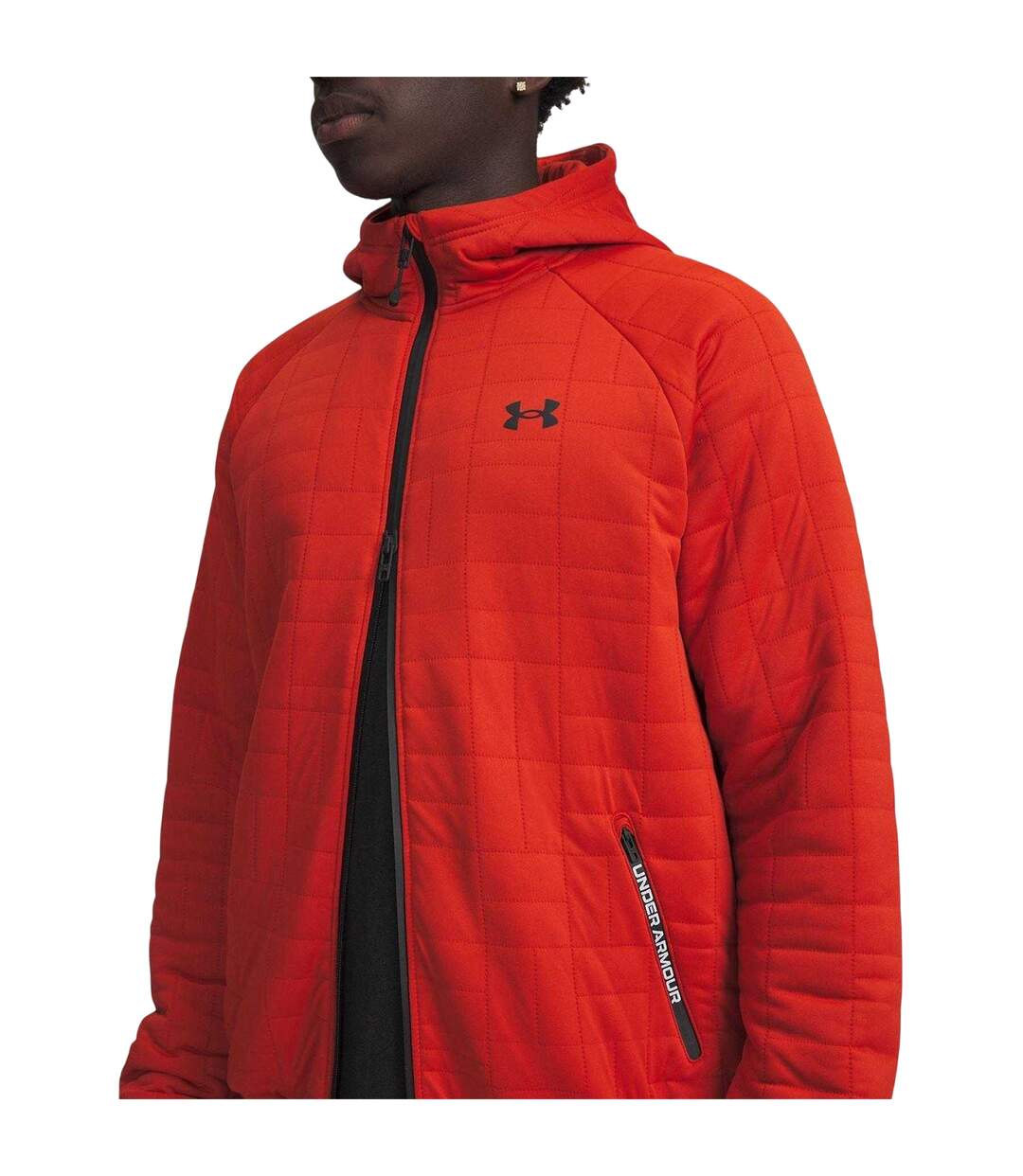 Mens Unstoppable Quilted Full Zip Hooded Jacket Orange Under Armour-3