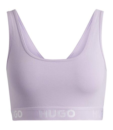 Womens/ladies Sporty Cotton Jersey Bralette Purple Hugo