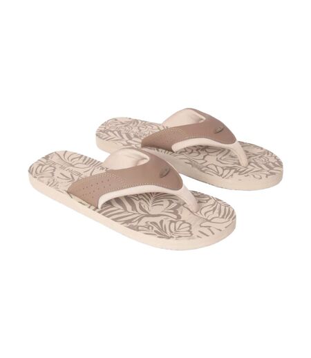 Mens Jekyl Leaves Flip Flops Beige Animal