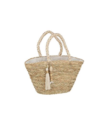 Sac de Plage Avec Pompon Bali Bliss 58cm Naturel