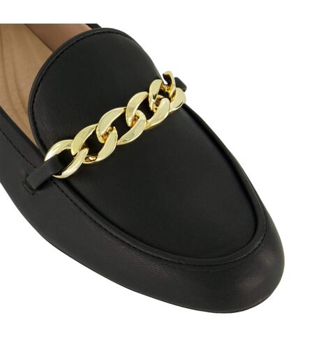 Womens/ladies Gaiia Chain Detail Loafers Black Dune London