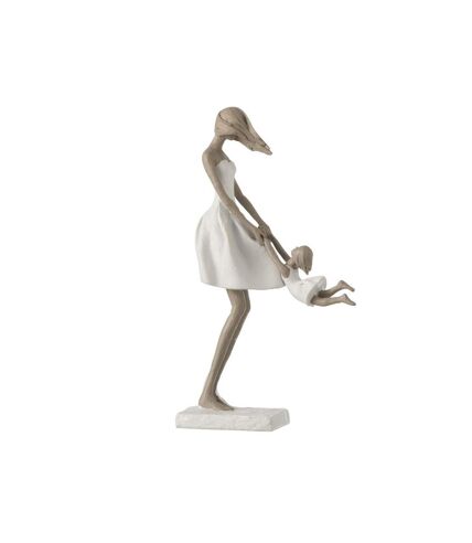 Paris Prix - Statuette Déco mère Avec Sa Fille 31cm Blanc