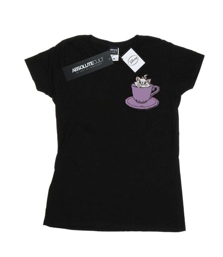 Disney Aristocats Marie In Cup - T-shirt en coton imprimé femmes/dames (Noir) - UTBI15693