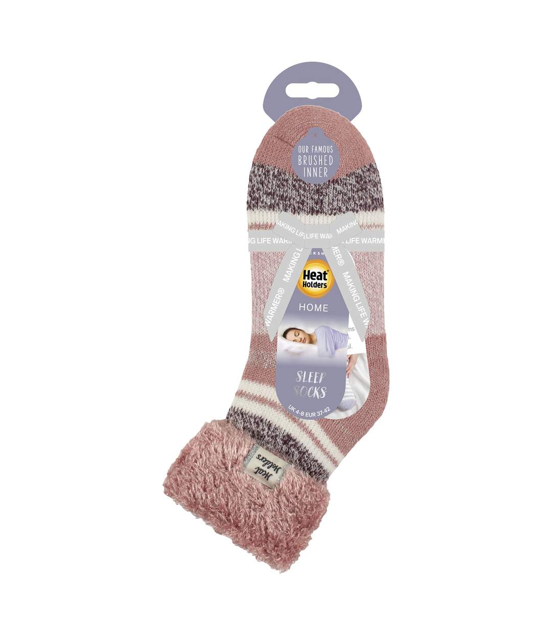 Ladies Stripe Lounge Socks With Lure-2