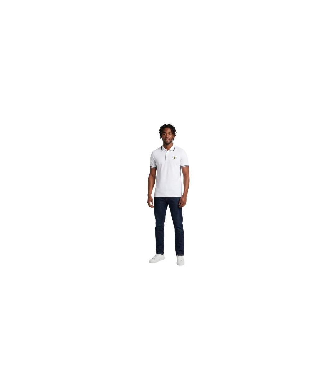 Polo Manches Courtes Motif/style Rayure Contrastée Homme Blanc Noir Lyle & Scott-2