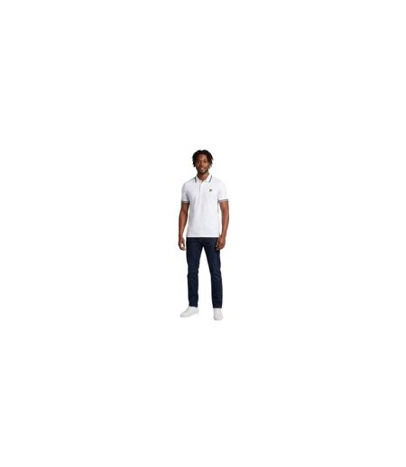 Polo Manches Courtes Motif/style Rayure Contrastée Homme Blanc Noir Lyle & Scott