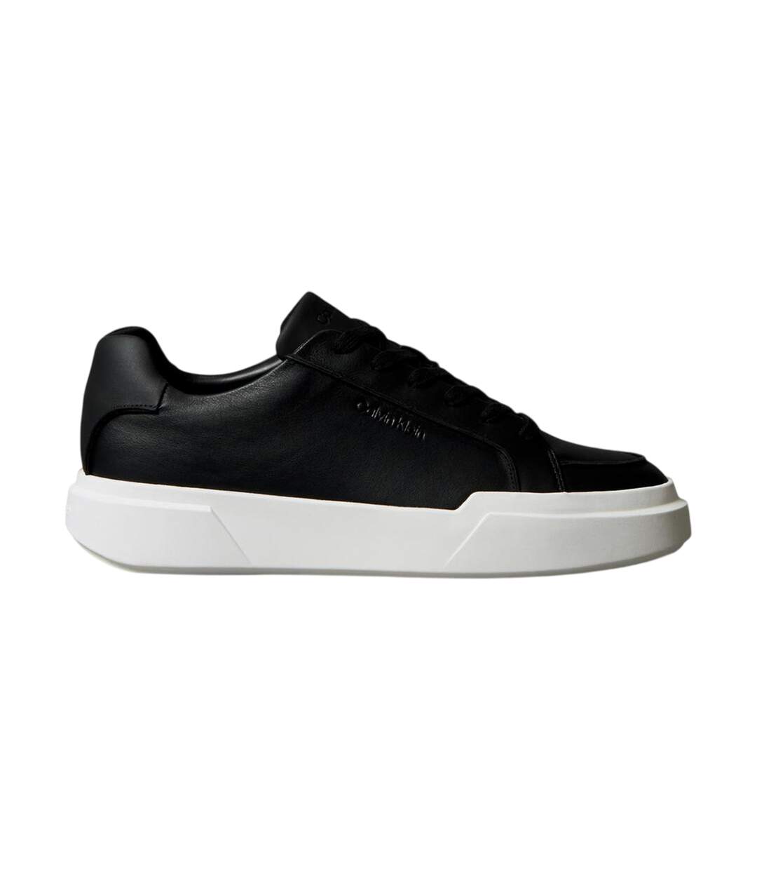 Mens Leather Chunky Trainers Black White Calvin Klein-1