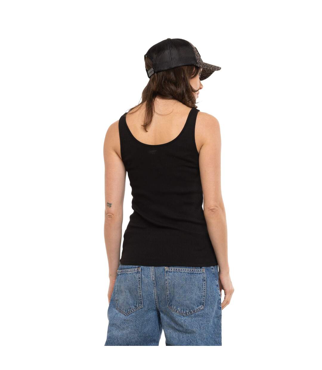 Débardeur femme côtelé col rond avec print devant Lost Vondutch-3