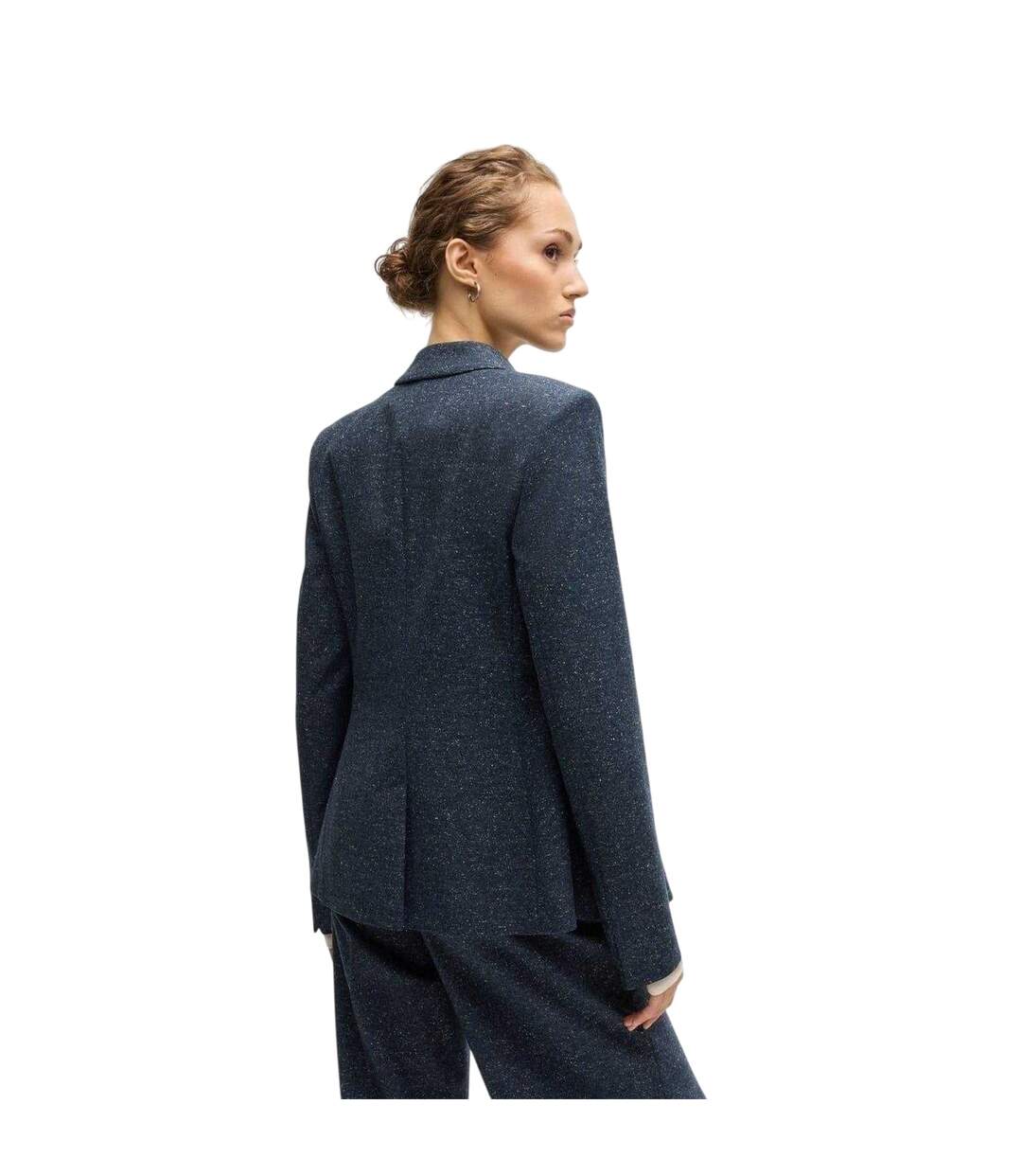 Womens/ladies Flecked Regular Blazer Dark Blue Boss-3