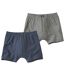 Pack of 2 Men's StripedBoxer Shorts - Blue Grey
