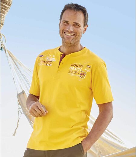 Pack of 2 Men's South Beach Print T-Shirts - Brick Yellow