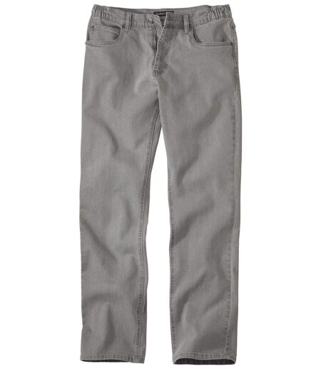 Grijze stretch jeans met gedeeltelijk elastische tailleband
