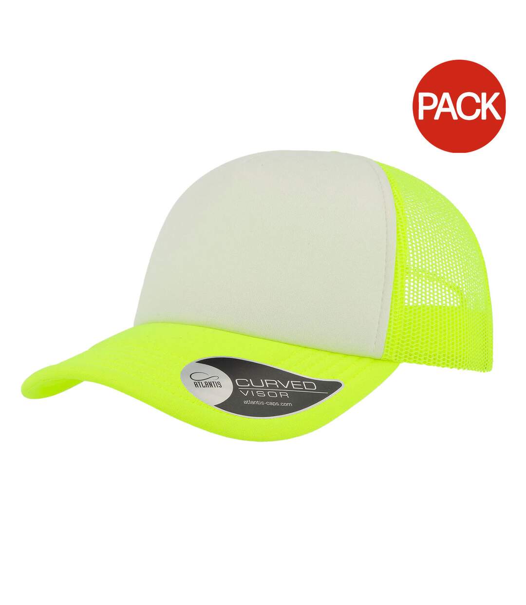 Lot de 2  casquettes rapper adulte jaune fluo / blanc Atlantis-1