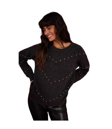 Womens/ladies zig zag embellished jumper black Dorothy Perkins