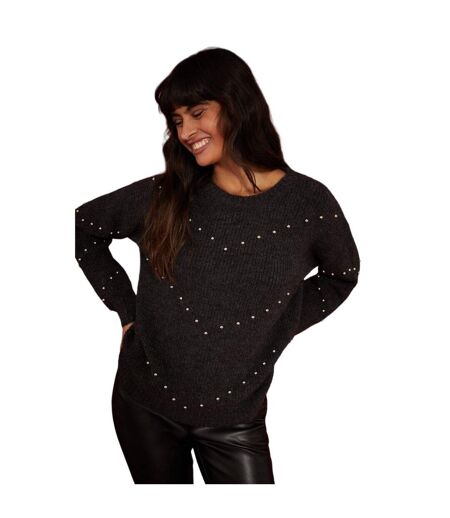 Womens/ladies zig zag embellished sweater black Dorothy Perkins