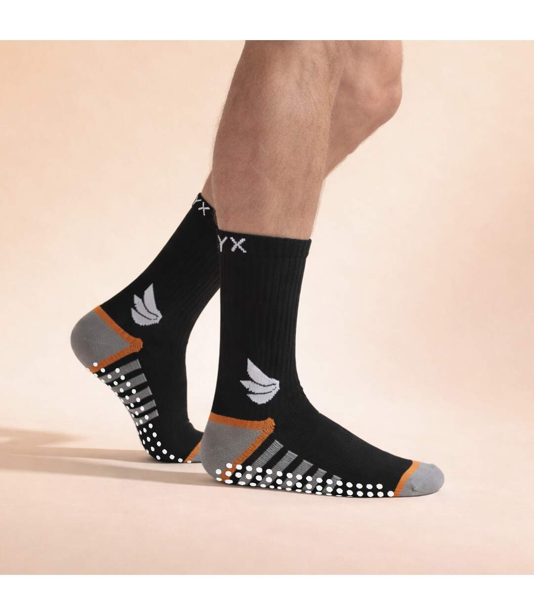 Mens Compression Sports Socks with Grips | Reinforced Heel & Toe Non Slip Socks-5