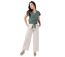 Top femme manches courtes ERMINE uni kaki Coton Du Monde-1