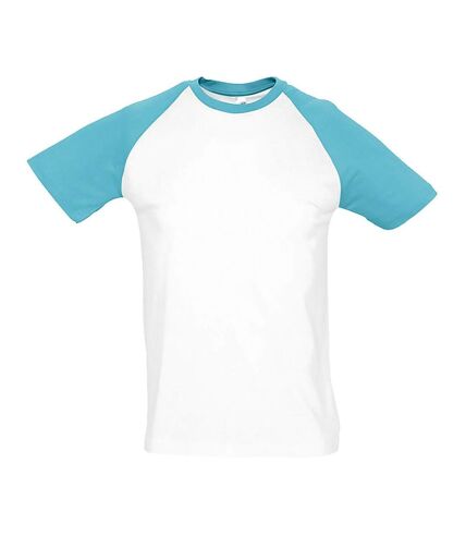 T-shirt bicolore pour homme - 11190 - blanc et atoll