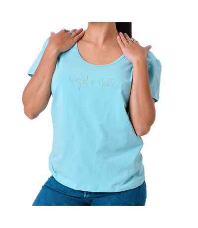 T-shirt Turquoise Femme Project X Paris Basic Broderie F221114 - L