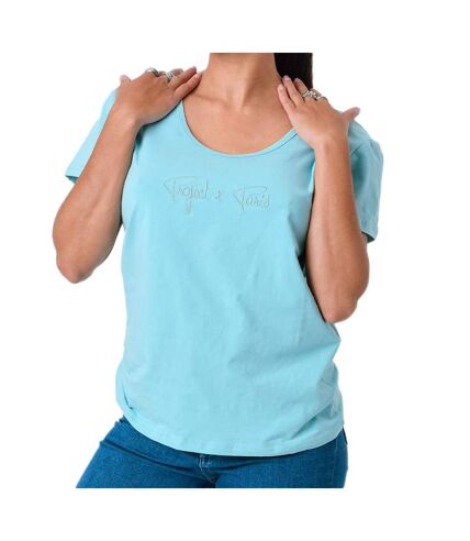 T-shirt Turquoise Femme Project X Paris Basic Broderie F221114 - S