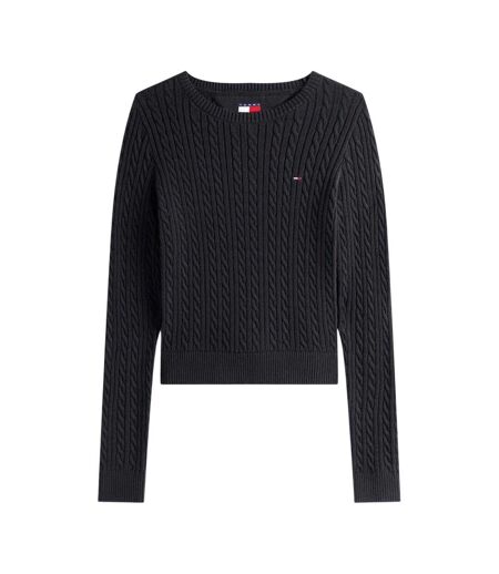 Sweat Manches Longues Motif/style Maille Torsadée Femme Noir Tommy Jeans