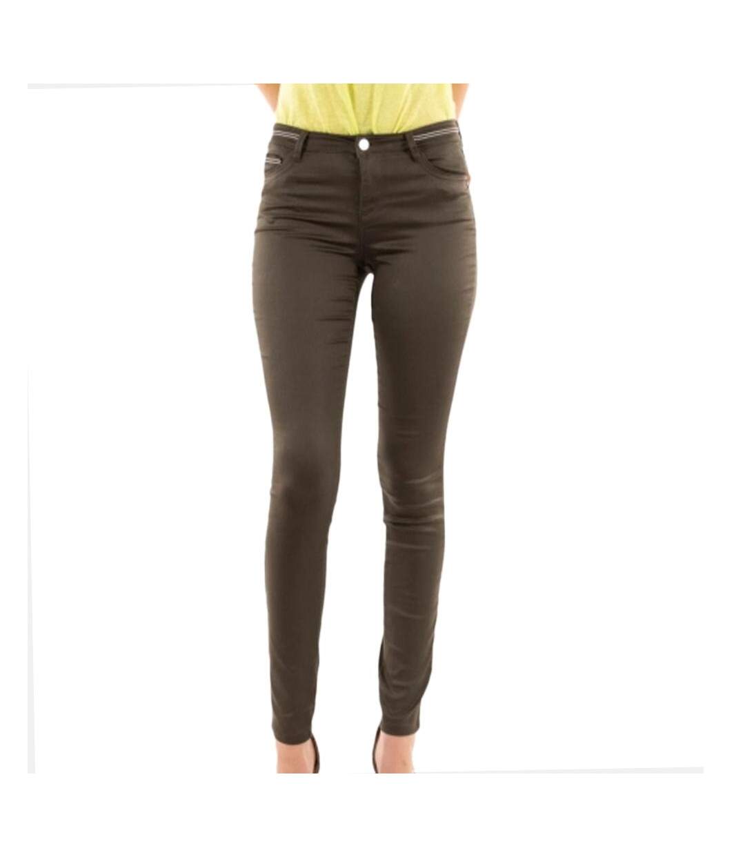 Pantalon Slim Kaki enduit Femme Morgan Palona - 34-1