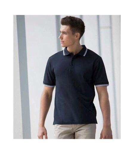 Henbury Mens Classic Tipped Collar & Cuff Polo Shirt (Navy White tipping)