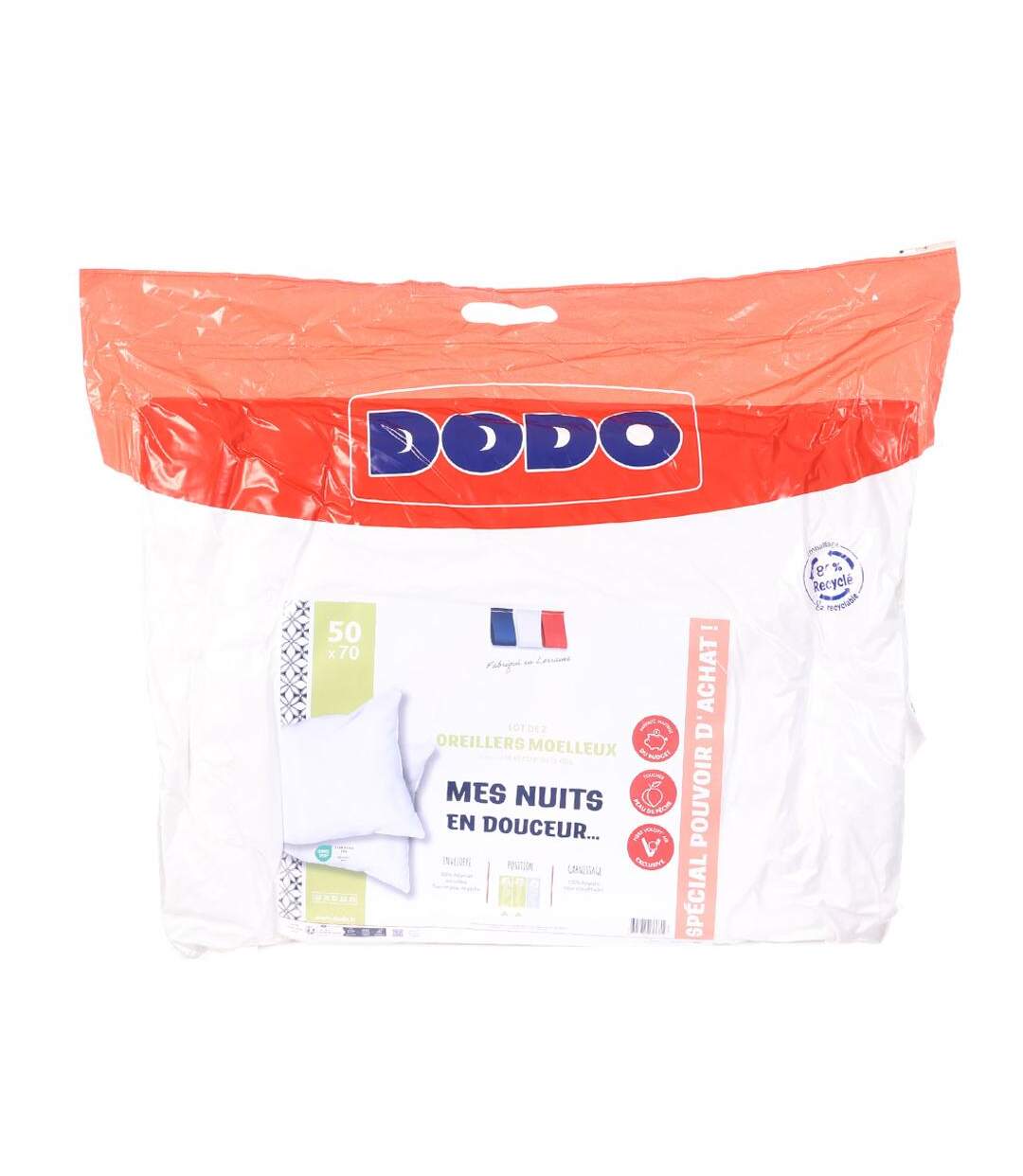 X2 oreillers blanc dodo nuit en douceur 50x70-1