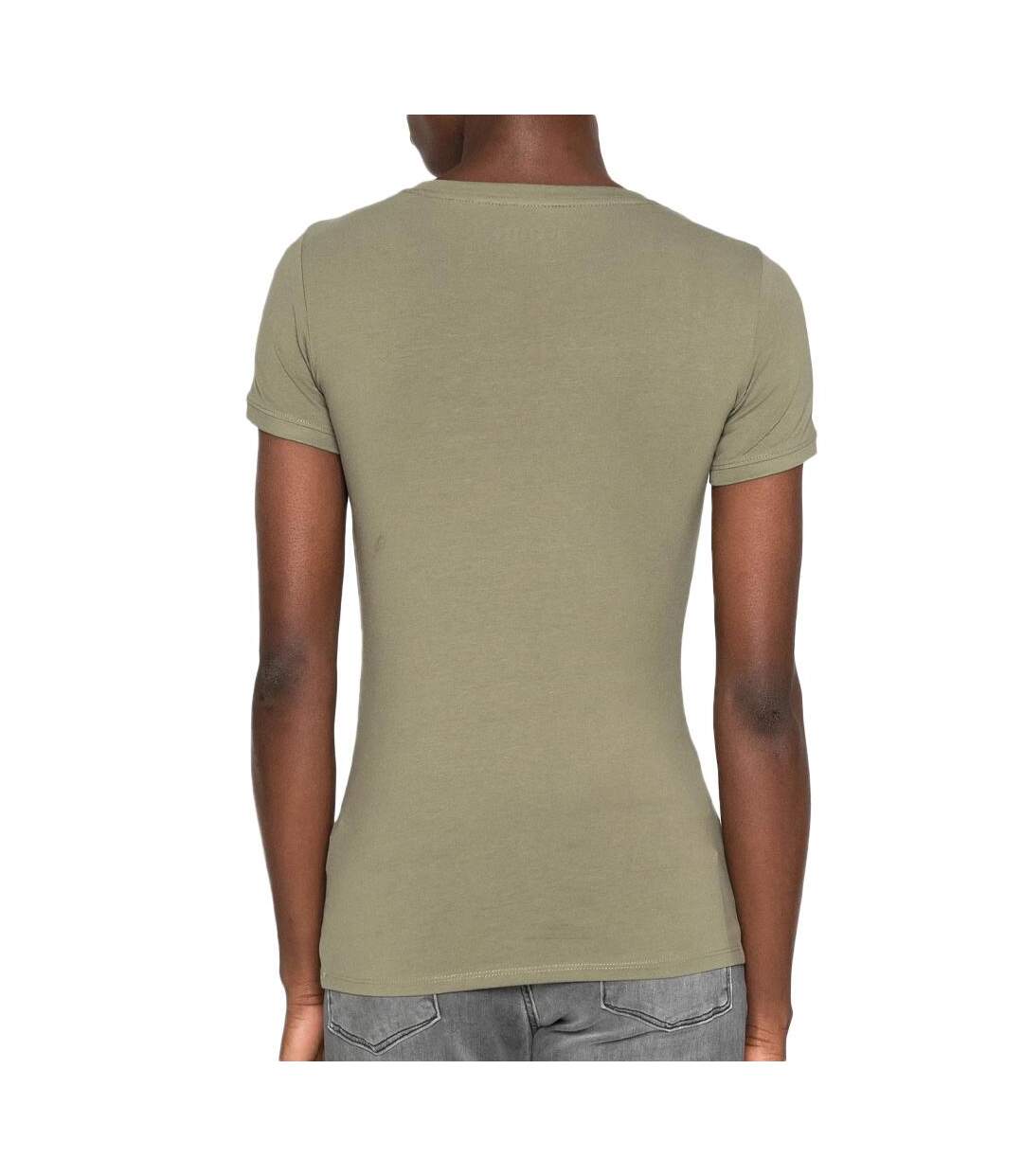 T-shirt kaki femme guess mini triangle - l-2
