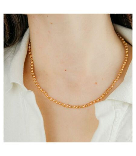 Small Gold Glass Pearl 16 inches Everyday Unisex Beaded Choker Necklace