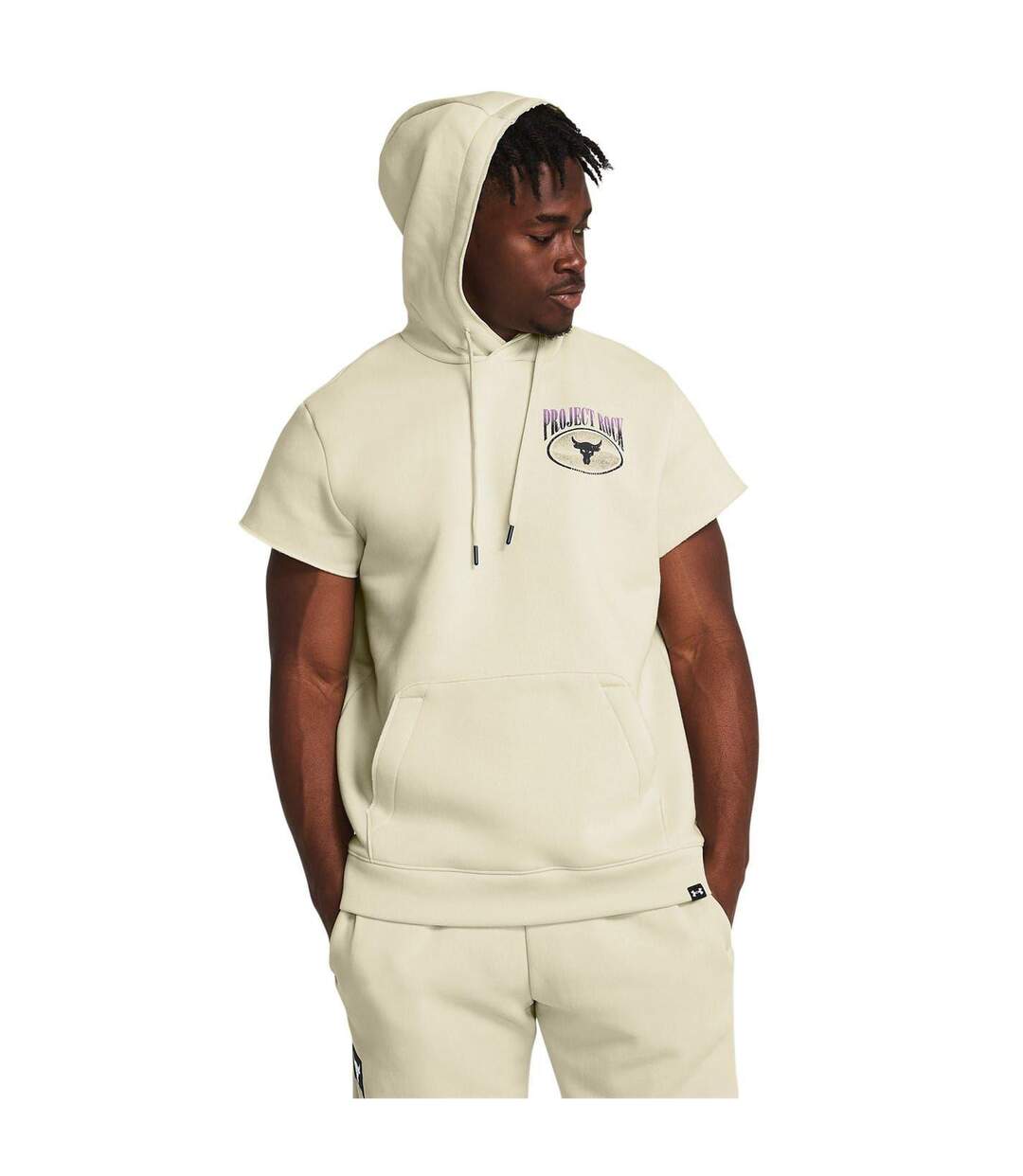 Sweat À Capuche Manches Courtes Project Rock Homme Marron Under Armour-4
