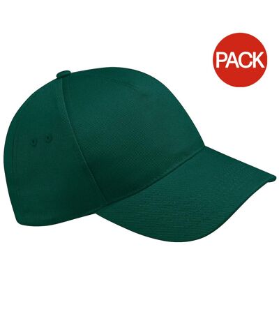 Lot de 2  casquettes de baseball adulte vert bouteille Beechfield