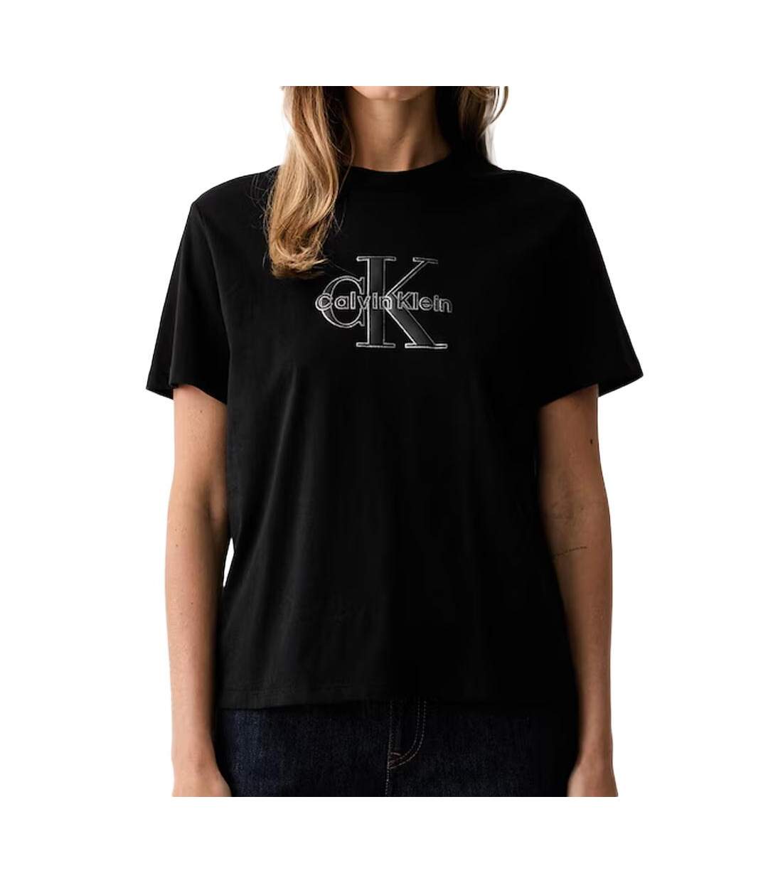 T-Shirt noir femme calvin klein jeans classic seasonal-1