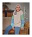 Womens/ladies Colour Block Crew Neck Jumper Cream WoolOvers-1