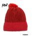 Bonnet femme avec pompon - 100% synthétique - Couleur rouge