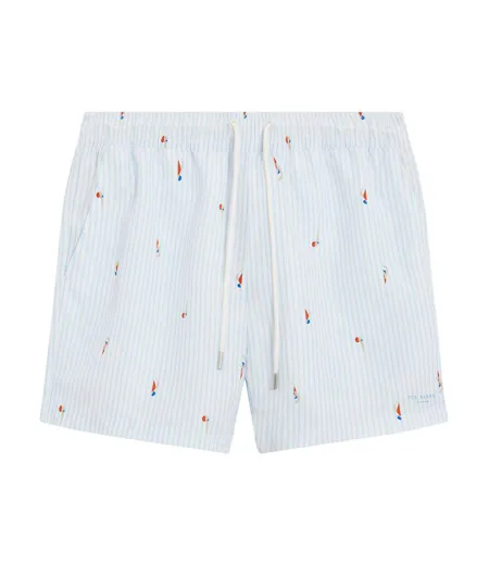 Mens Sailboat Relaxed Fit Swim Shorts Blue Ted Baker