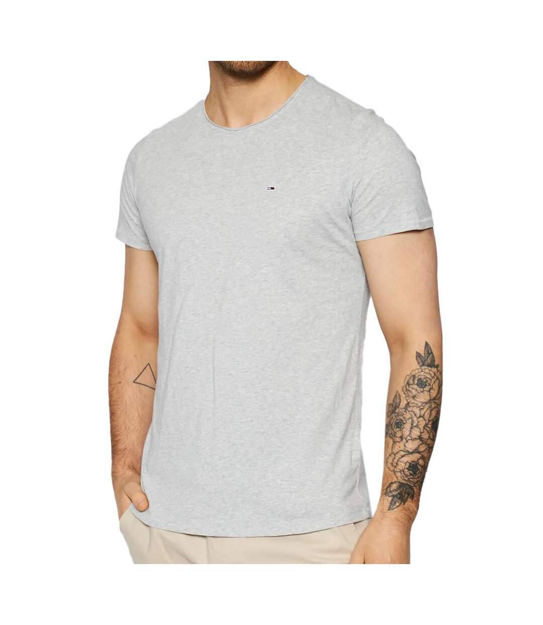 T-shirt gris homme tommy jeans slim jaspe-1