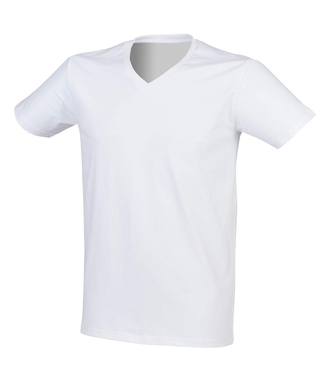 T-shirt À Manches Courtes Et Col En V Homme Blanc Skinni Fit-3