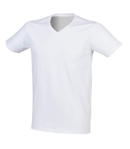 T-shirt À Manches Courtes Et Col En V Homme Blanc Skinni Fit