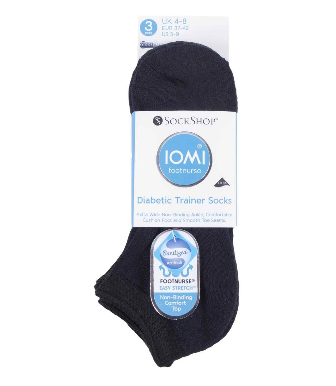 IOMI 3 Pk Diabetic Trainer Socks for Swollen Legs