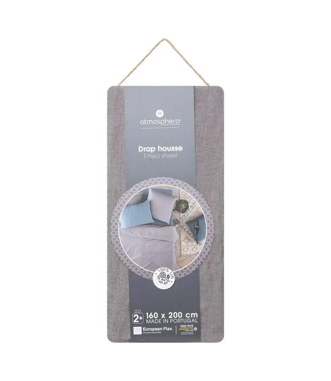 Drap Housse en Lin Adorable 160x200cm Gris Ardoise-3