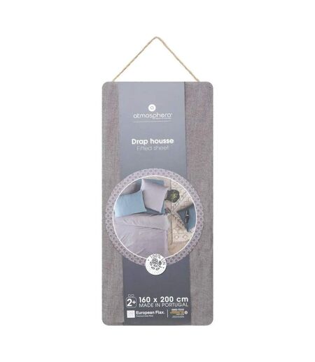 Drap Housse en Lin Adorable 160x200cm Gris Ardoise