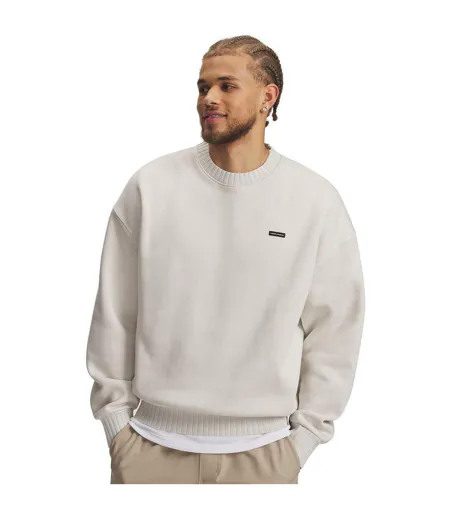 Mens Woodmark Ribbed Collar Oversized Sweatshirt White Under Armour