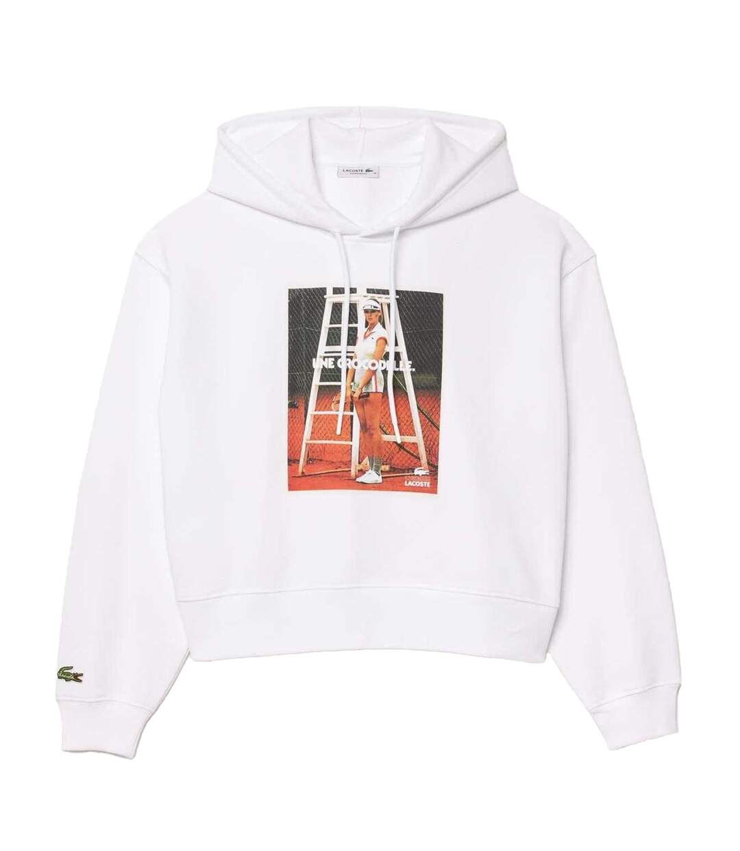 Womens/ladies Print Oversized Hoodie White Lacoste-1