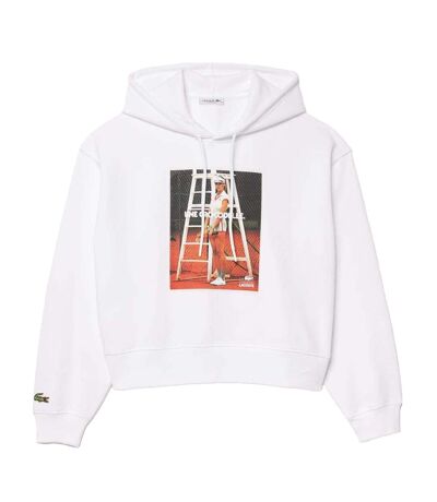 Womens/ladies Print Oversized Hoodie White Lacoste
