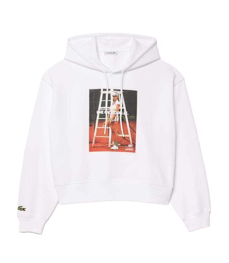 Womens/ladies Print Oversized Hoodie White Lacoste